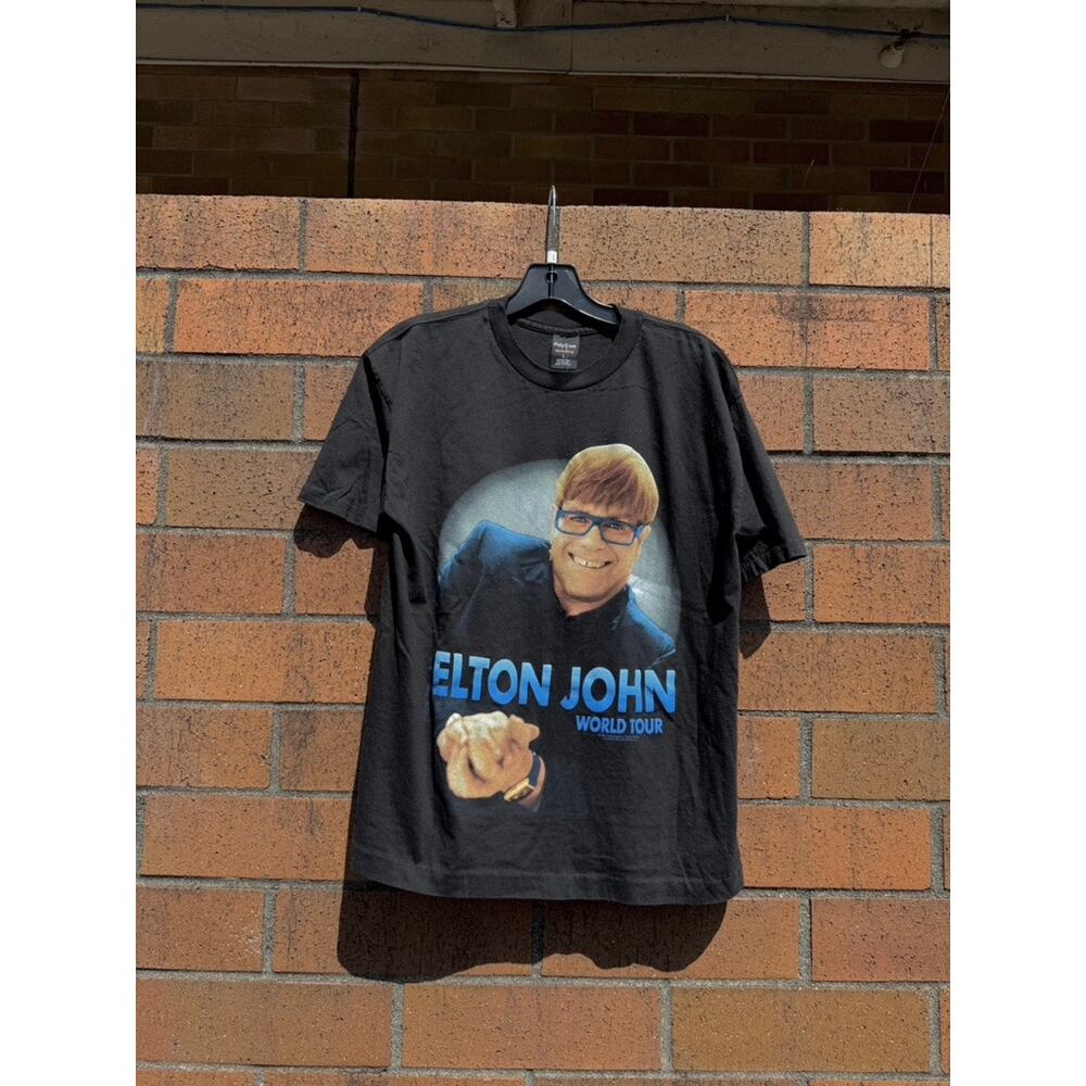 1997 Elton John 90s Vintage World Tour Portrait Promo Band Tee Shirt Billy Idol